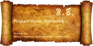 Mogyoróssy Benedek névjegykártya